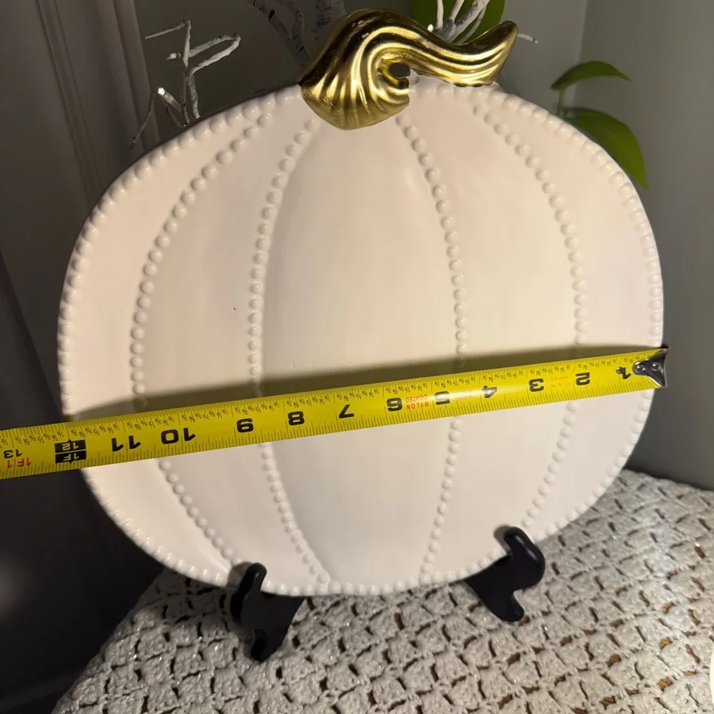 12” Pumpkin Platter with Gold Accent